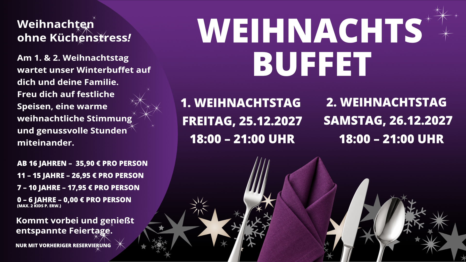 BoA Flensburg - Weihnachtsbuffet 25.12.-26.12.